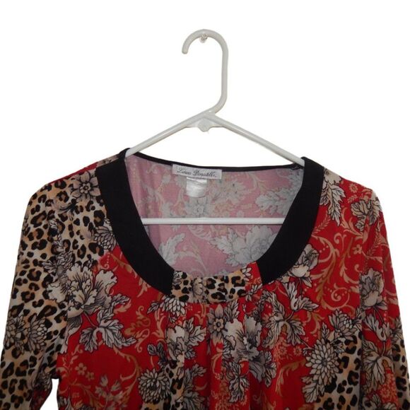 LINEA DONATELLA women's small floral & paisley animal print leopard spot blouse - Picture 2 of 10